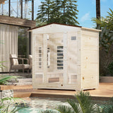 BNEHS Outdoor Sauna 4 Person,Full Spectrum Infrared Sauna,Home Sauna with 10 Minutes Warm Up Heating Tubes & Panels,Personal Wooden Sauna Room with Bluetooth Speaker,3060Watt BNEHS