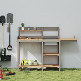 Wooden Potting Bench Table with Sink,Outdoor Garden Table Work Bench with Shelf, Workstation for Outside Lawn Patio Wood-Natrl