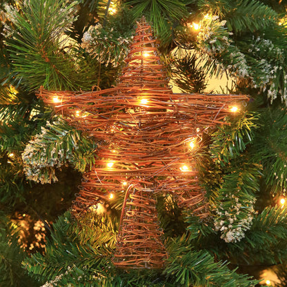 Christmas Tree Topper,Lighted Rattan Star Tree Topper with 15 LED Lights for Christmas Tree and Holiday Seasonal Decoration (Thin)