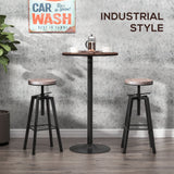 Rustic Industrial 42" Round Bar Table with Weathered Elm Wood Top and Sturdy Metal Base Aosom