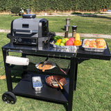 Outdoor Kitchen Island, Grill Table Cart with Drawer, Pizza Oven Stand, Movable 3-Shelf Prep Table with Side Table for Ninja Woodfire, Ooni Pizza Oven, Blackstone Griddle, Cuisinart, Cooking Station BBQMall