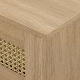 Walker Edison Modern Rattan Flip-Down-Door Wall-Mounted Floating Stand for TVs up to 80 Inches, 70 Inch, Coastal Oak Walker Edison