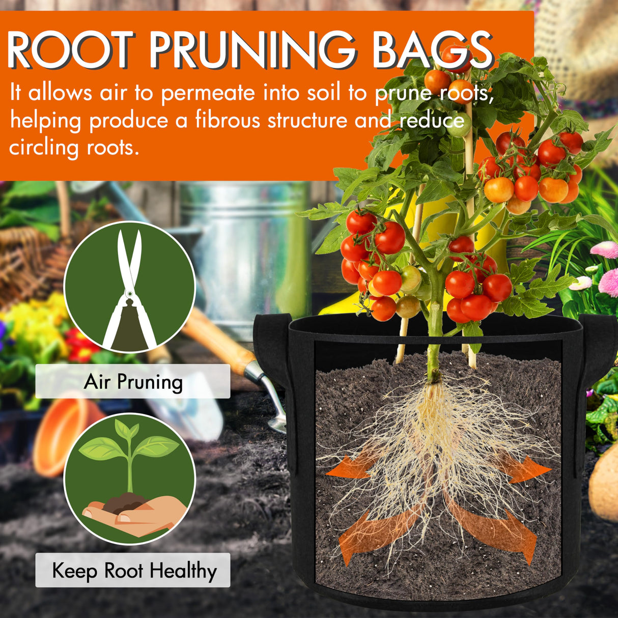 Gardzen 10-Pack 10 Gallon Grow Bags, 300G Thickened Aeration Fabric Pots with Handles, Heavy Duty Cloth Pots for Plants Gardzen