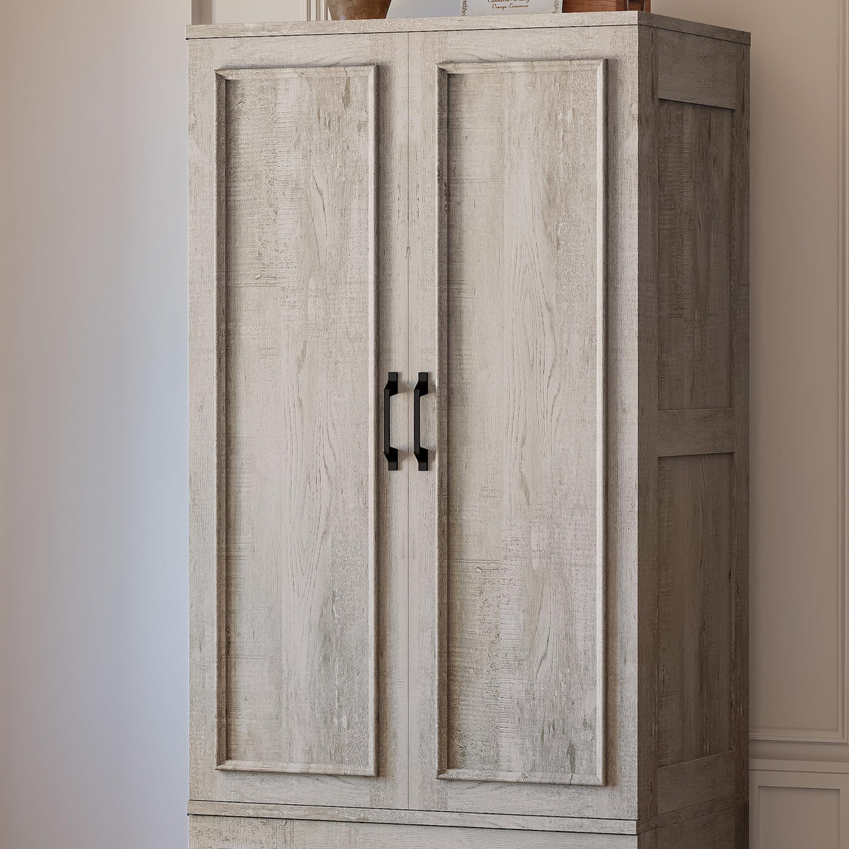 LIKIMIO Armoire Wardrobe Closet with 2 Doors and 2 Drawers 70" H x 28" W Wooden Bedroom Freestanding Wardrobe Combination for Hanging Clothes, Rustic Maple LIKIMIO