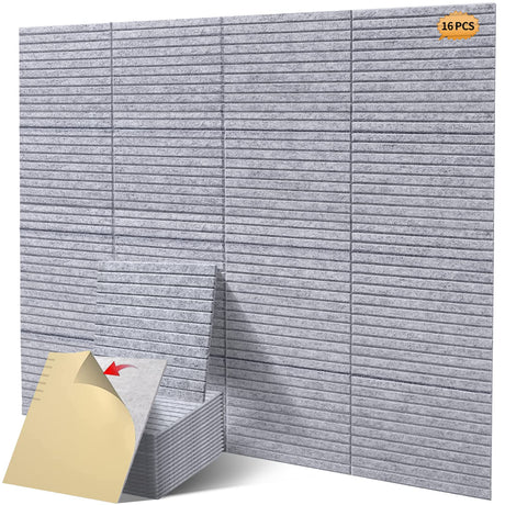 16 Pcs Pro Grade Soundproof Wall Panels,Acoustic Panels,Premium Sound Panels,Better Than Foam,Wedge Design,with Adhesive on Back,for Acoustical Treatments/Professional Studio,12×12×0.4 in(Light Grey) HIJIRH