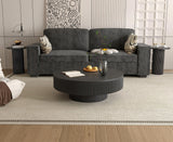 Apicizon 31.5'' Black Round Fluted Coffee Table for Living Room, Mordern Wood Coffee Table, Drum Coffee Table for Small Space, Center Accent Table, Mid-Century End Table for Apartment Apicizon