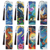 Dragon Diamond Art Bookmarks - 8 Pcs Legend Animal Dragon Diamond Painting Bookmarks with Tassels, DIY Gem Art Crafts for Adults Sitsink
