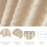 Siiluminisoy Boho Farmhouse Shower Curtain Woven Fabric Cute Beige Shower Curtain, 72 x 72 Tufted Chevron Textured Striped Modern Farmhouse Minimalist Shower Curtain for Bathroom Siiluminisoy