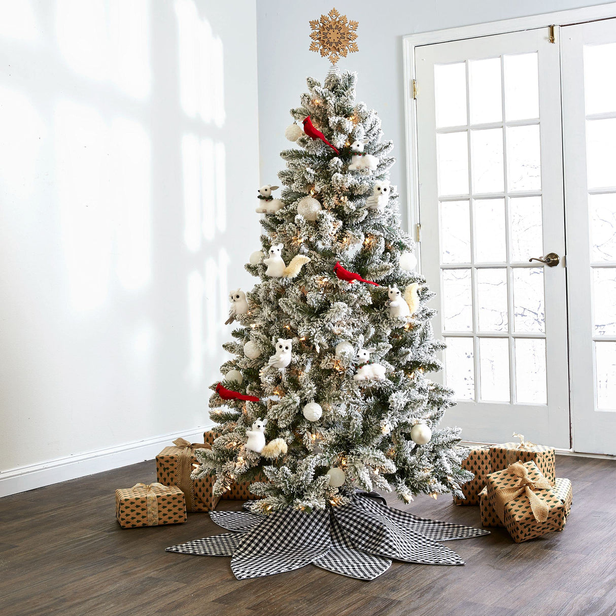 Snowflake Tree Topper - Wooden Christmas Ornament with Carved Look The Lakeside Collection