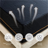 Dyonery Queen 14 Inch Memory Foam Mattress in a Box, Cooling Knit Fabric Cover, Copper-Gel Memory Foam, Made in USA, CertiPUR-US Certified, Firm Fiberglass Free Mattress, 80”x60”, Black Dyonery