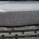 Outsunny 4-Piece Outdoor Rattan Furniture Set, Round Convertible Patio Daybed or Sunbed, Sectional Sofa with Canopy, Pillows, Cushions, Footrest, Table, PE Plastic Wicker, Gray Outsunny