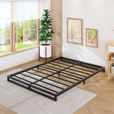 Lutown-Teen 4 Inch Full Size Bed Frame No Box Spring Needed, Heavy Duty Metal Platform Beds with Sturdy Steal Slats for Mattress Foundation, Easy Assembly, Noise Free, Black Lutown-Teen