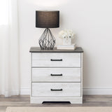 Prepac Rustic Ridge Farmhouse 3-Drawer Nightstand, Washed White, ADNR-1603-1 Prepac