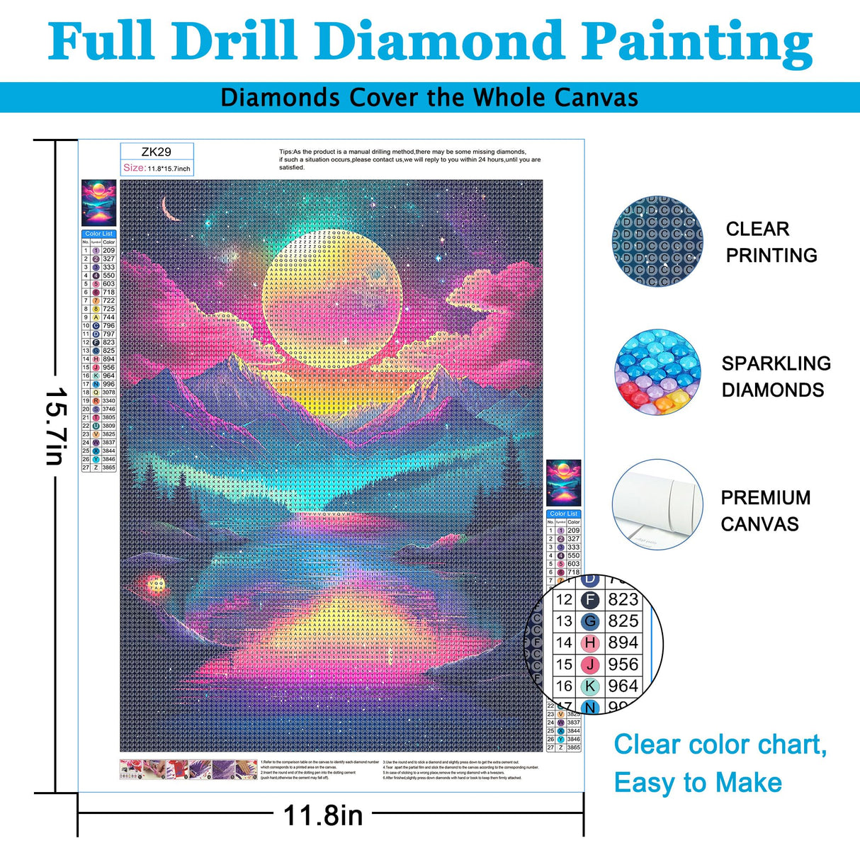 Upigi Moon Diamond Painting Kits for Adults,Moonlight Landscape DIY 5D Diamond Painting Kits for Beginners,Round Full Drill Gem Art Crafts Kit for Home Wall Decor 12 x 16 Inch Upigi