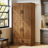 Tribesigns 70" Tall Pantry Storage Cabinet with Doors, Shelves, Drawer - Large Rustic Brown Food Storage for Kitchen, Dining Room, Bathroom, Tribesigns