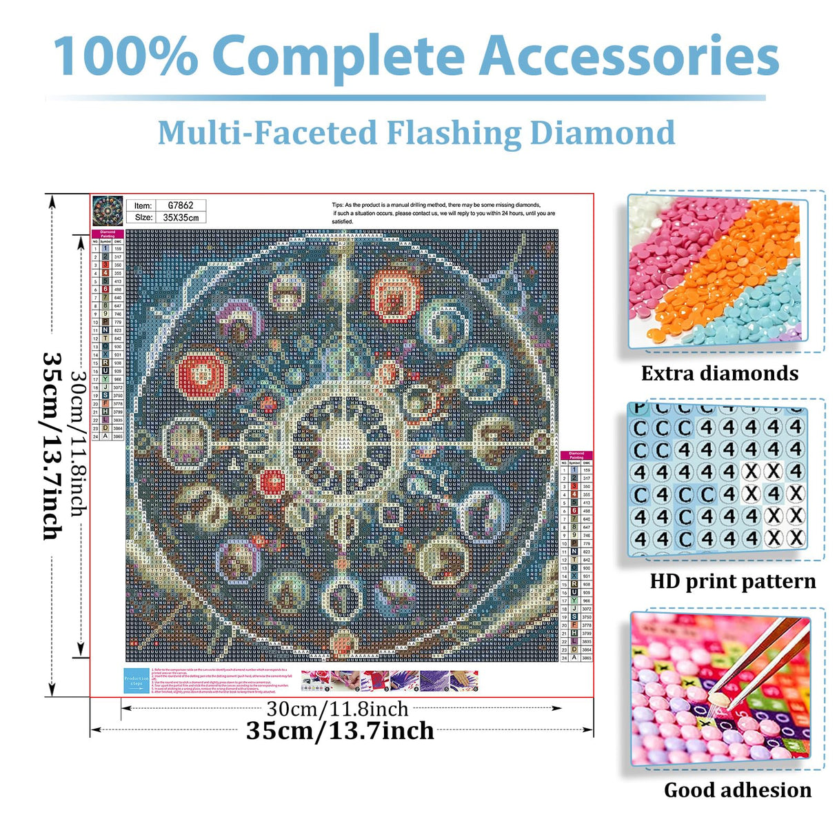 hkejoi Fantasy Diamond Art Kits for Adults, Diamond Painting Kits for Adult Beginners, 5D Round Full Drill Gem Art Kits DIY Crafts for Home Decor Gift 14x14 Inch hkejoi