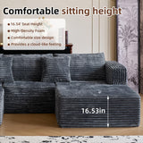 110" Modular Sectional Couch with 2 Movable Ottoman, Cloud Sofa Couches for Living Room, U Shaped Deep Seat Boneless Sofa,Luxury Corduroy Fabric, No Assembly Required Grey Veloflow