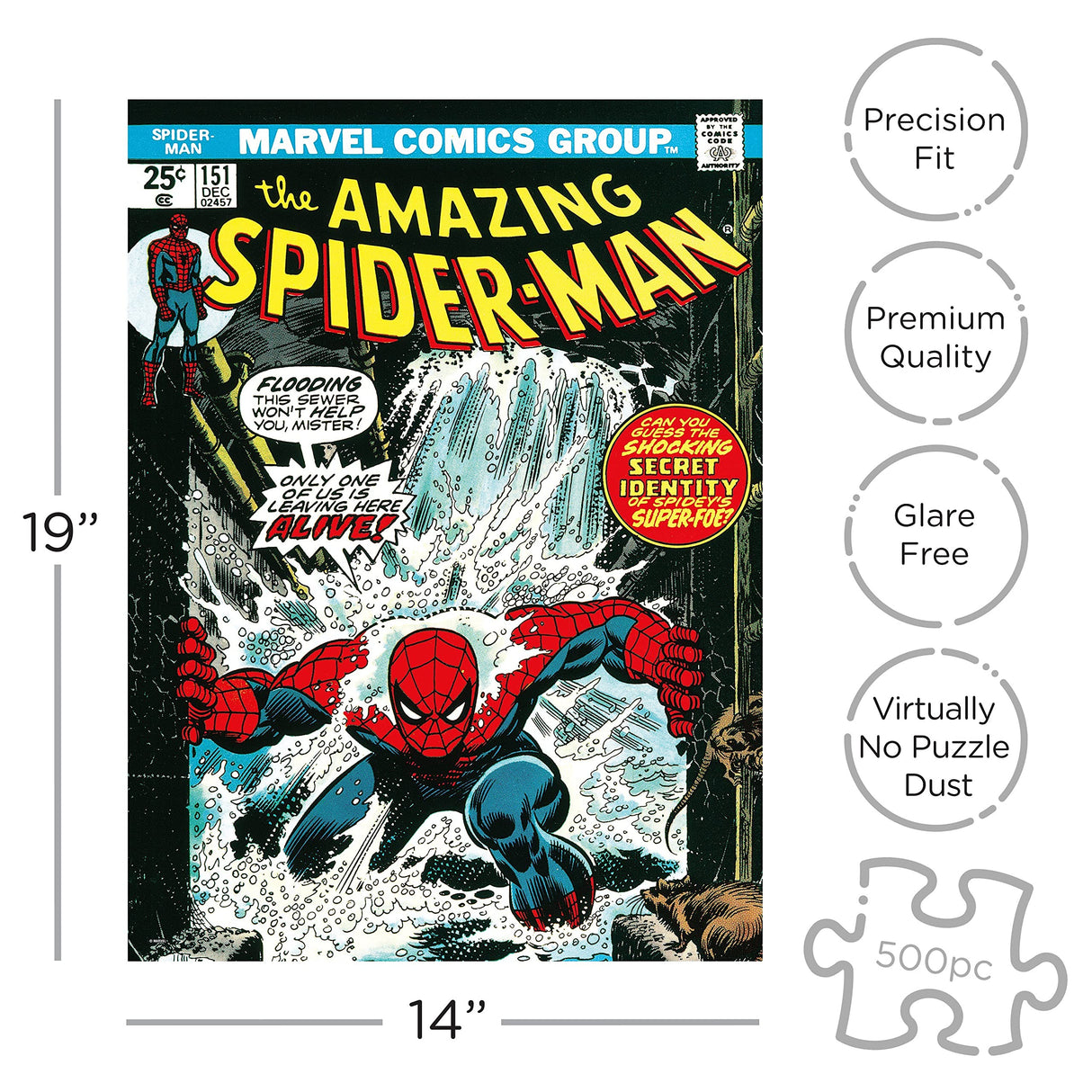 Aquarius Marvel Spiderman Puzzle (500 Piece Jigsaw Puzzle) - Officially Licensed Marvel Merchandise & Collectibles - Glare Free - Precision Fit - 14 x 19 Inches AQUARIUS