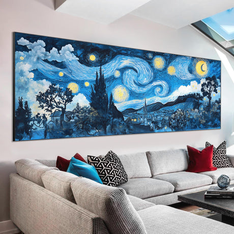 VAIIEYO Large Diamond Art Kits for Adults Starry Night Tree, Diamond Art Landscape, Large Diamond Painting Kits Full Drill Round Rhinestone Craft Canvas for Home Wall Decor Gift 12x31 inch VAIIEYO