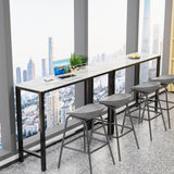 Wisfor High-Top Sintered Stone Bar Table with Black Metal Frame - Stylish White Rectangle Dining Table for Narrow Spaces Wisfor