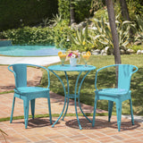 Christopher Knight Home Lourdes Iron Bistro Set, 3-Pcs Set, Matte Teal Christopher Knight Home