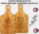 Personalized Wooden Cutting Board with Handle, Customized Charcuterie Cheese Board with Engraved Monogram - Wedding Anniversary Housewarming Custom WoodArtSupply