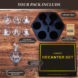 6-Glass Diamond Whiskey Decanter Set with Glasses,Whiskey Decanter Sets for Men,Decanters for Alcohol Whisky Decanter & Glass Set,Whiskey Set Bourbon Decanter Gift,Tequila Decanter Liquor Decanter Set DESIGNERCHOICE