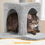 Yaheetech Cat Tree Tower Kitten Condo Scratching Post with Hammock Basket 54in Yaheetech