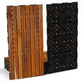 Cortesi Home FloorKNKT Interlocking Teak Wood Floor Patio Deck Tiles in (Set of 6) 12x24 inch Cortesi Home