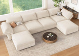 HONBAY Modular Sectional Couch with Storage Corduroy Sectional Sofa with Chaise U Shaped Sectional Couches for Living Room,Beige HONBAY