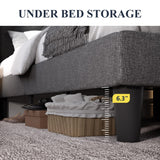 Allewie Modern Fabric Upholstered Full Size Bed Frame with Button Tufted Wingback Headboard in Dark Grey Allewie