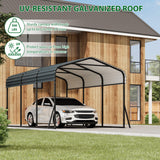 Hipicute 10' x 15' x 8.5' Heavy Duty Metal Carport with Galvanized Steel Roof, Steel Carport Kits Outdoor with Metal Roof, Galvanized Car Shelter for Tractors, Pickup, Boat, Car Hipicute