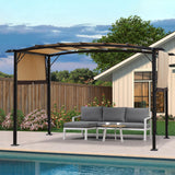 PERFECT GARDEN 12' x 9' Ft. Outdoor Patio Retractable Canopy Gazebo Metal Pergola with Adjustable Shade (Beige) PERFECT GARDEN