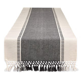 DII Dobby Stripe Woven Table Runner, 13x72 (13x77.5, Fringe Included), Mineral Gray DII