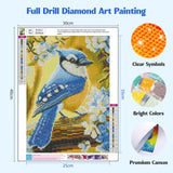 MISCER Bird Diamond Art Kits for Adults, Animals Diamond Painting Kits for Beginners, 5D Full Drill Round Paint with Diamonds Pictures, Gem Art Painting DIY Crafts Kit Decor 12x16inch MISCER