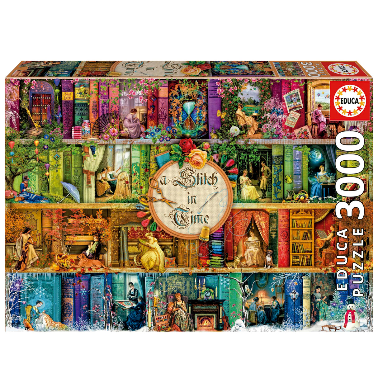 Educa - A Stitch in Time - 3000 Piece Jigsaw Puzzle - Puzzle Glue Included - Completed Image Measures 47.24"x 37.79" - Ages 14+ (19946) Educa