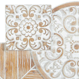 Deco 79 Wood Floral Home Wall Decor Intricately Carved Wall Sculpture, Wall Art 36" x 2" x 17", White Deco 79