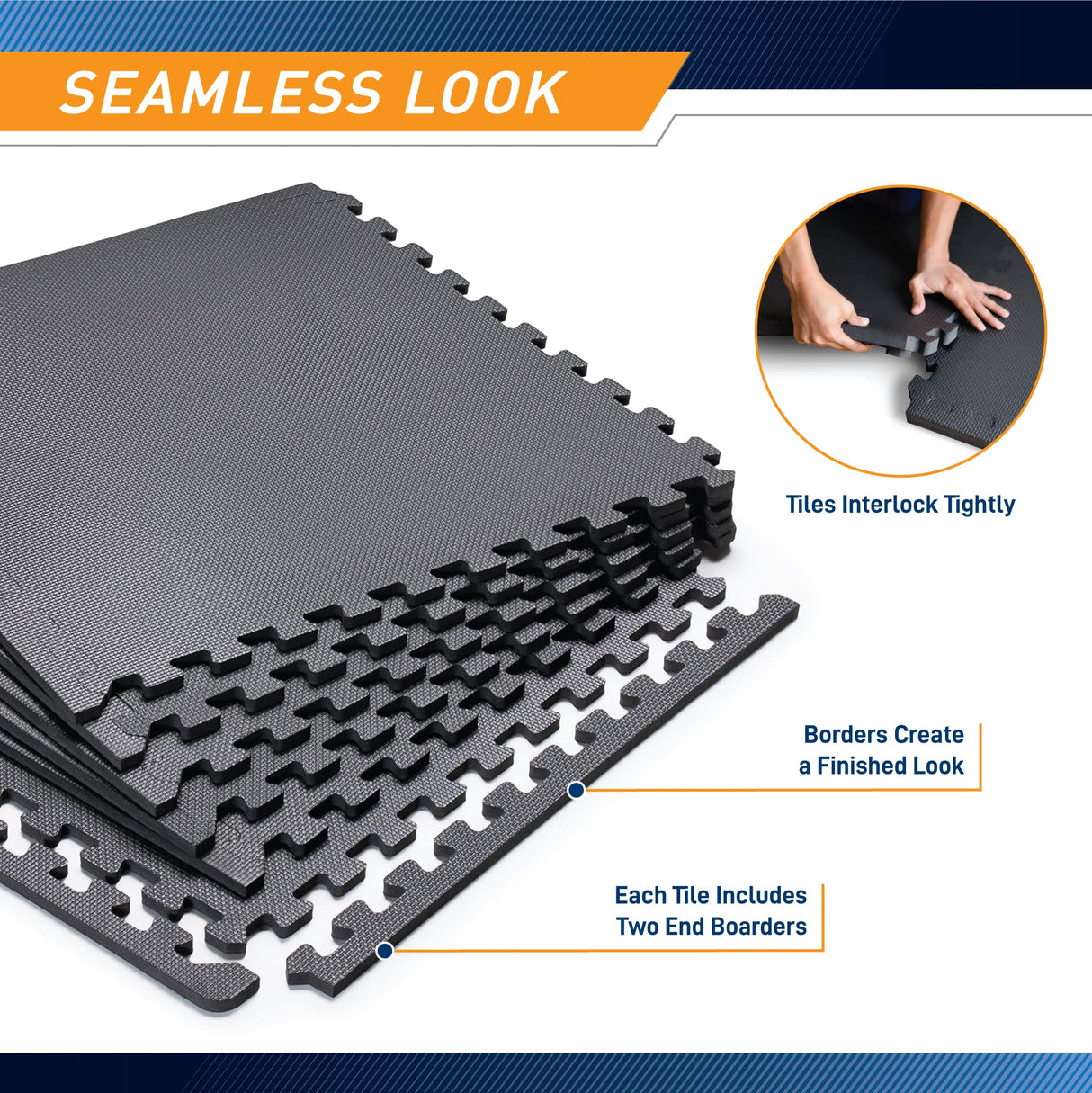 Marcy Interlocking Waterproof Flooring Mat for Exercise Equipment & Accessories MAT-20,Black MARCY