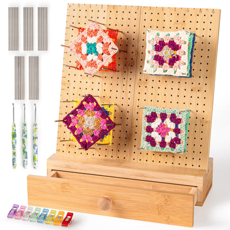 PocketBuddies Crochet Blocking Board with Pegs, Bamboo PocketBuddies