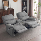 GUEAPY Manual Reclining Loveseat Sofa, Double Recline Love seat with Heat & Massage, Cup Holders & Storage Pocket, Comfortable Reclining Loveseat for Home Theater, Living Room, RV Recliner Grey GUEAPY