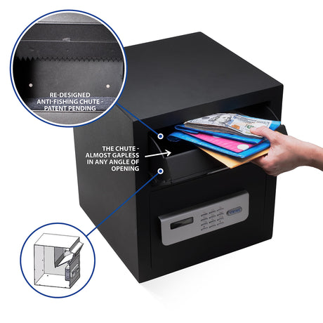 Viking Security Safe VS-40DS Heavy Duty Depository Safe with Drop Slot – Digital Keypad Money Safe for Cash, Business, Home, Office, Retail – Anti-Fish Design, LCD Display, Motorized Lock, Backup Key Viking Security Safe