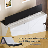WJFORLION Murphy Bed Queen, Foldable Bed Murphy Cabinet with Storage & Charging Station, Bed Frame for Living Room, Guest Bedroom WJFORLION