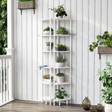 IRCPEN 6 Tier Corner Shelf with LED Light, 66.5'' Tall Standing Shelf, Narrow Display Shelf Stand, Modern Corner Bookshelf, Plant Stand, Corner Bookcase for Living Room, Bedroom, Small Space LCS502WE IRCPEN