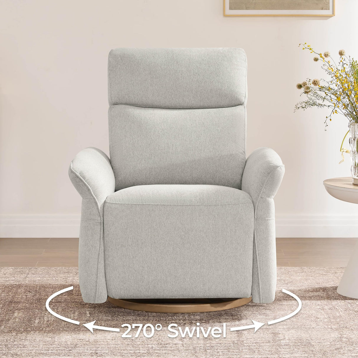 CHITA Power Recliner Chair, Electric Triple-Motor Swivel Glider Nursery Rocking Chair with Adjustable Power Headrest and Lumbar Support, Solid Wood Base, Crockery Grey CHITA