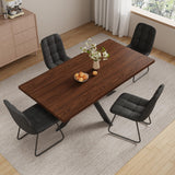 ZckyCine 7-Piece Dining Table Set with 51"-67" Extendable Walnut Wood Table and 6 PU Leather Chairs, Modern Rectangular Kitchen Table Set with Metal Legs, Seats 6, Easy Assembly ZckyCine