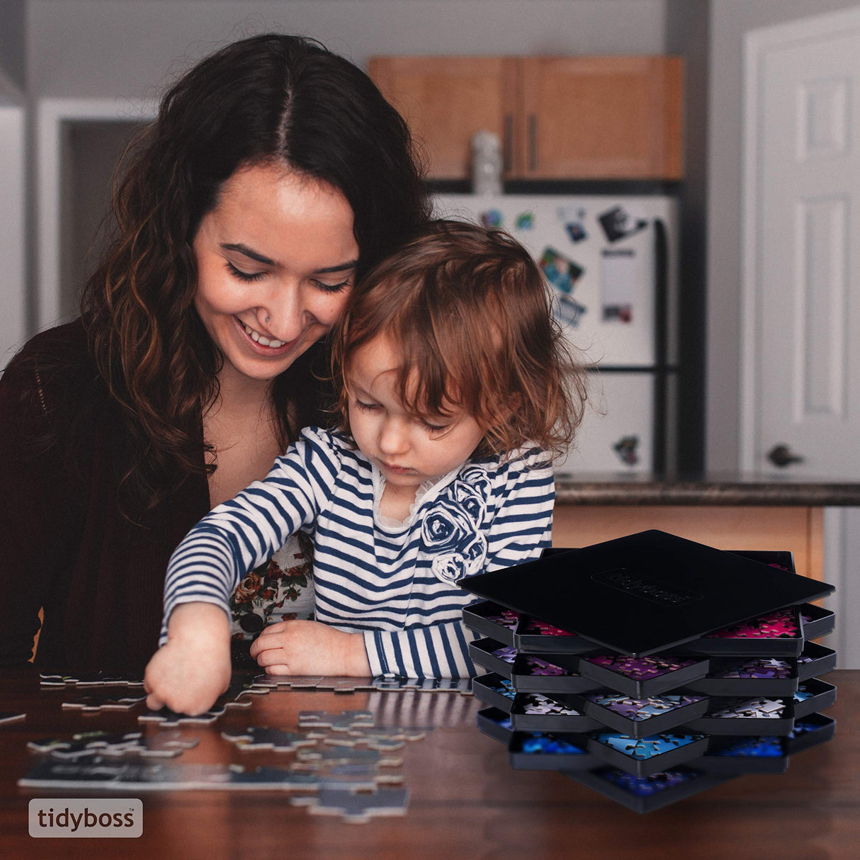 8 Black Puzzle Sorting Trays with Lid 10" x 10" | Puzzle Organizers and Storage | Jigsaw Puzzle Storage Board | for Puzzles Up to 1500-2500 Pieces TIDYBOSS