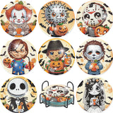 8 Pcs Halloween Diamond Painting Coasters Kits with Holder,DIY Horror Cute Diamond Art Coasters for Adults Beginnners,5D Full Round Drill Gem Painting Craft Art Kits for Supplies Gift 4X4 Inch. MBNTJHT