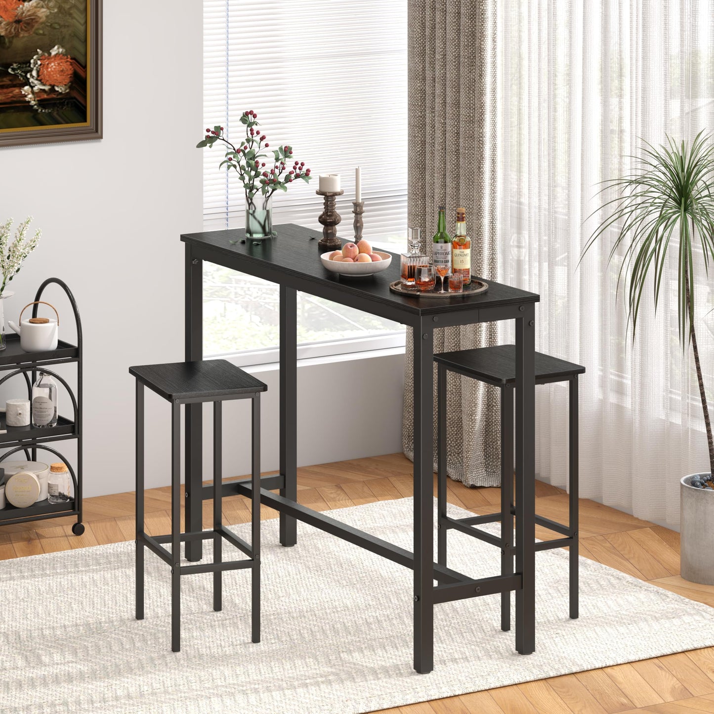 Sturdy Black High Top Bar Table by Mr IRONSTONE - Sleek Design for Narrow Spaces