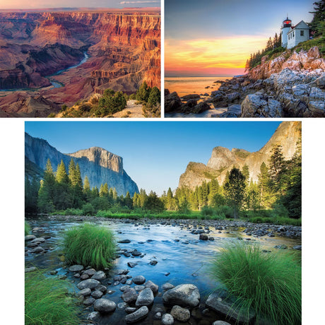 Bits and Pieces - Value Set of Three (3) 1000 Piece Jigsaw Puzzles for Adults - Each Puzzle Measures 20" x 27"- National Parks Nature Grand Canyon Acadia Yosemite Jigsaws by Various Artists Bits and Pieces