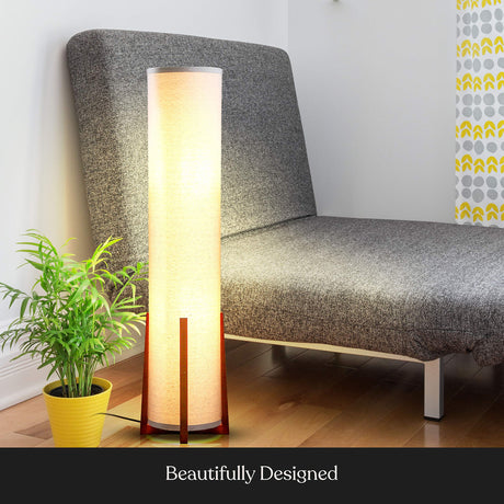 Brightech Parker Paper Lantern Floor lamp, 48 Inch Tall Lamp with Wood Frame, Asian Design for Bedroom, Decorative Tower Shade Lamp for Living Rooms & Offices, Great Living Room Décor Brightech